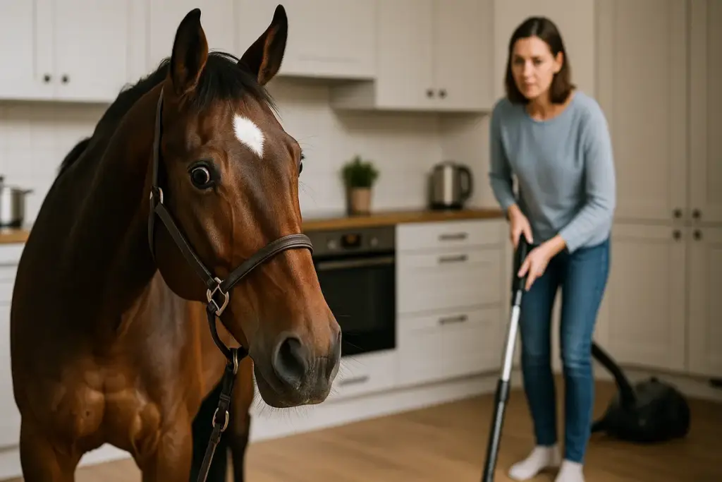 Come reagisce il cavallo ai rumori domestici? Strategie per abituarlo senza ansie né fughe
