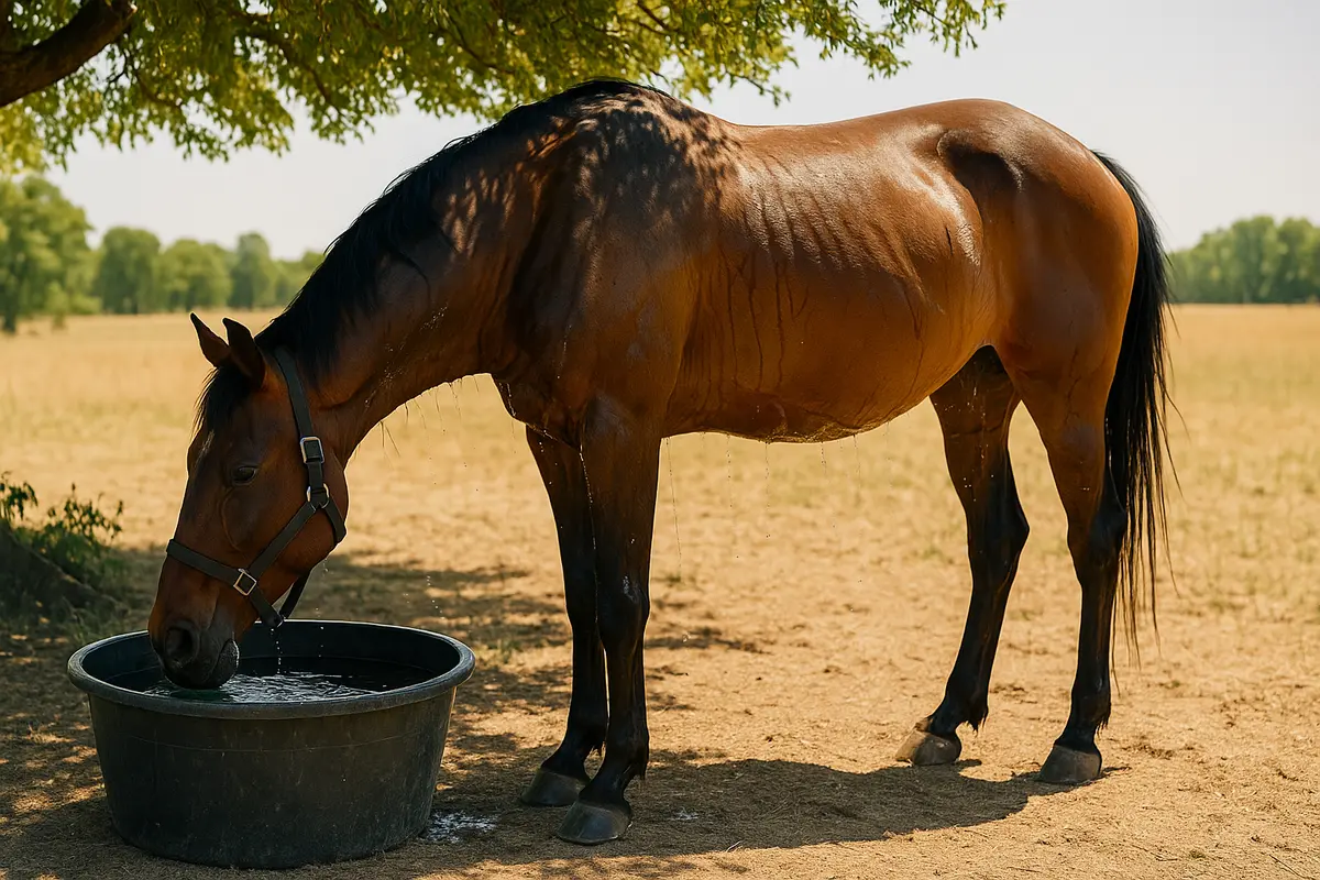 Il cavallo in canicola: ombra, acqua e i segnali di stress da caldo