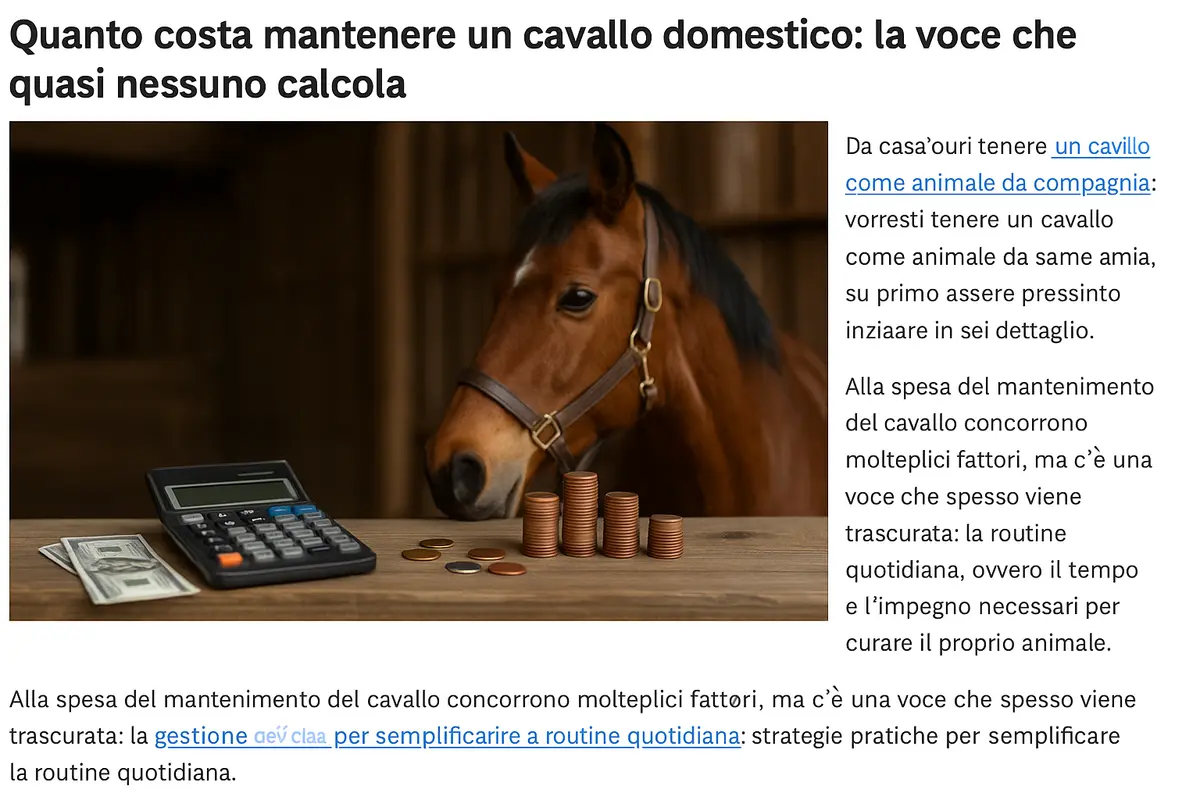 Quanto costa mantenere un cavallo domestico: la voce che quasi nessuno calcola