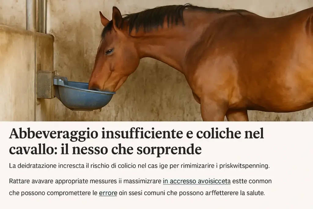 Abbeveraggio insufficiente e coliche nel cavallo: il nesso che sorprende