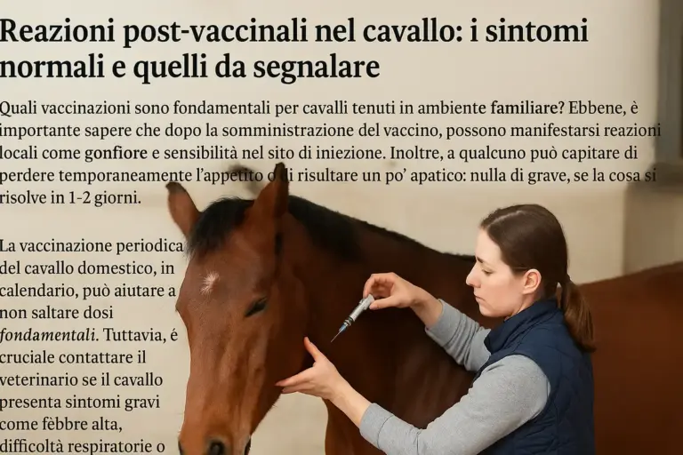 Reazioni post-vaccinali nel cavallo: i sintomi normali e quelli da segnalare