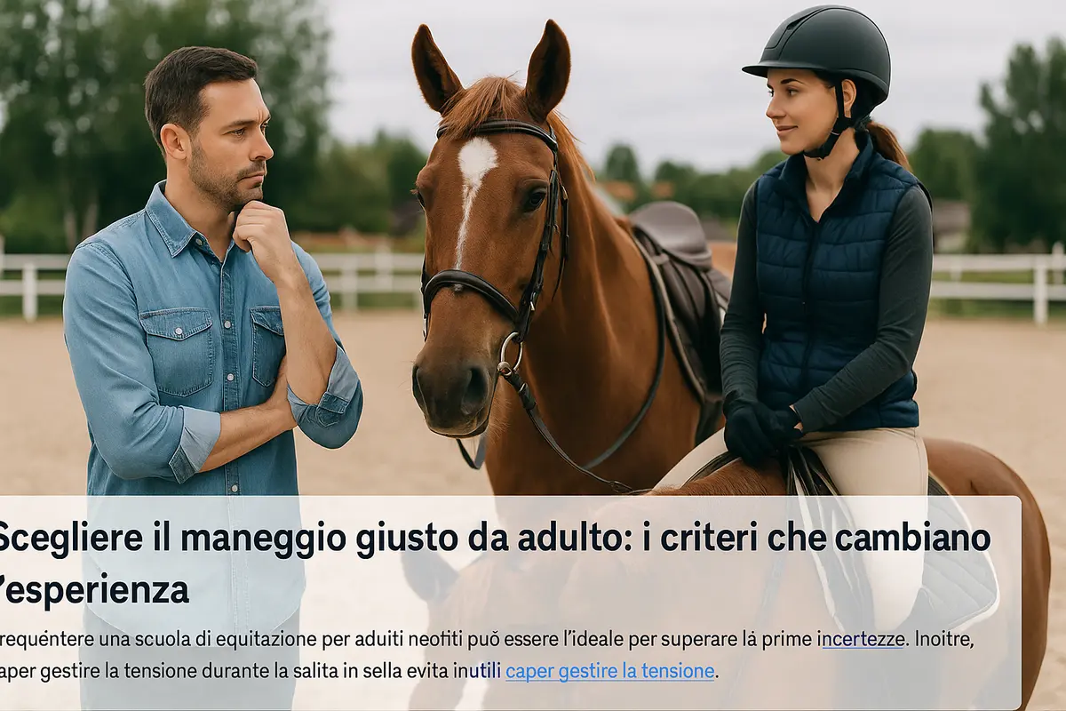 Scegliere il maneggio giusto da adulto: i criteri che cambiano l’esperienza